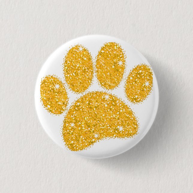 Gold Glitter Dog Pawprint 3 Cm Round Badge (Front)