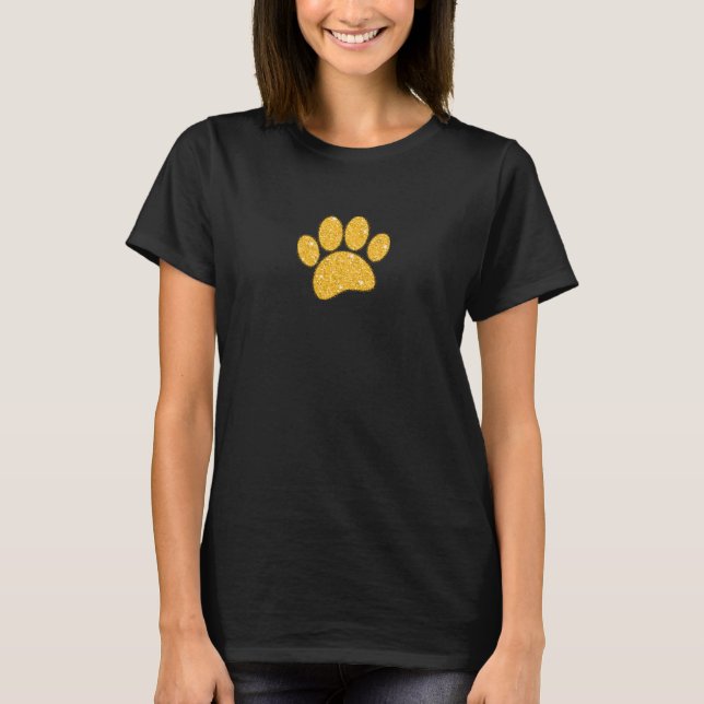 Gold Glitter Dog Pawprint T-Shirt (Front)