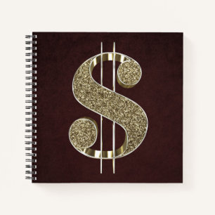 Gold Glitter Dollar Sign Notebook