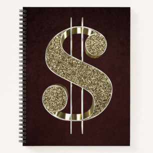 Gold Glitter Dollar Sign Notebook