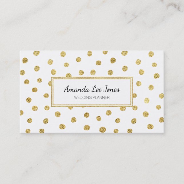 Gold glitter dots business card (Front)