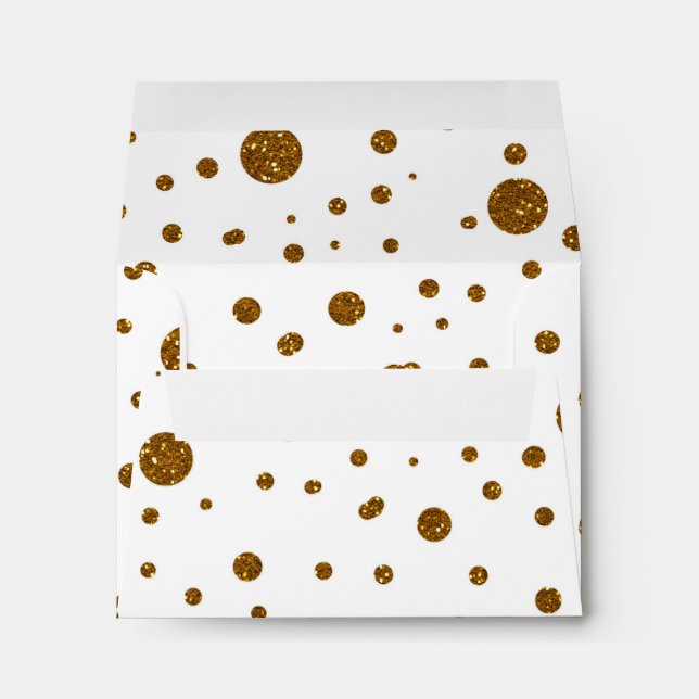 Gold Glitter Dots Chic Glam Invitation Envelopes (Back (Bottom))