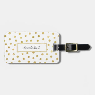 Gold glitter dots luggage tag