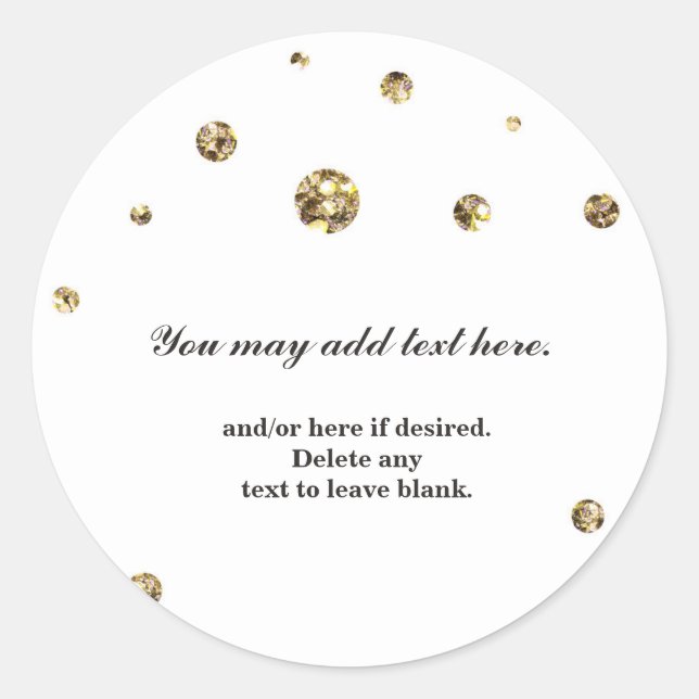 Gold Glitter Dots White Wedding Bridal Sticker (Front)