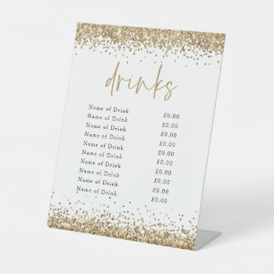 Gold Glitter Drinks Names Prices Bar Pedestal Sign