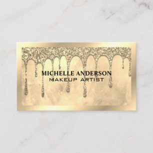 Gold Glitter Drip Golden Border Loyalty Card