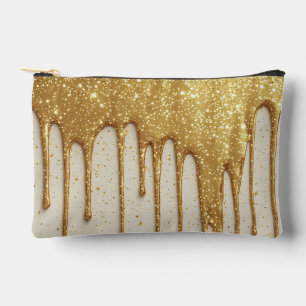 Gold Glitter Drip Luxury Sparkling Particles Accessory Pouch