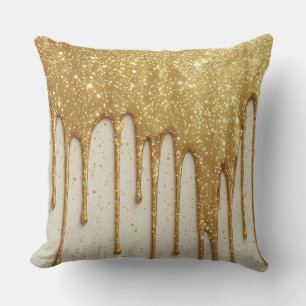 Gold Glitter Drip Luxury Sparkling Particles Cushion