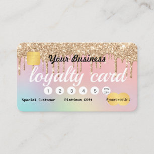 Gold Glitter Drip Ombre Loyalty Credit Business Card