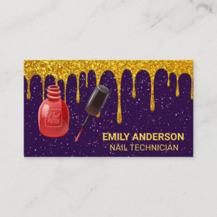 Gold Glitter Drip   Purple Glitter   Nail Polish Business Card