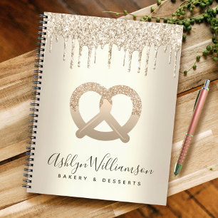 Gold Glitter Drips Bakery Catering Pastry Chef Notebook