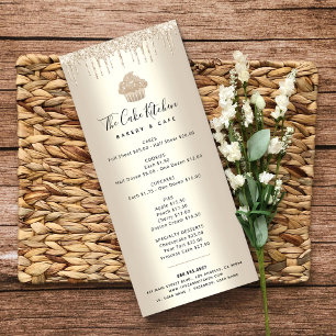 Gold Glitter Drips Bakery Cupcake Pastry Chef Menu