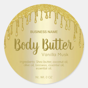 Gold Glitter Drips Body Butter Labels