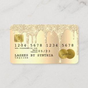 Gold glitter drips Credit Card hologram