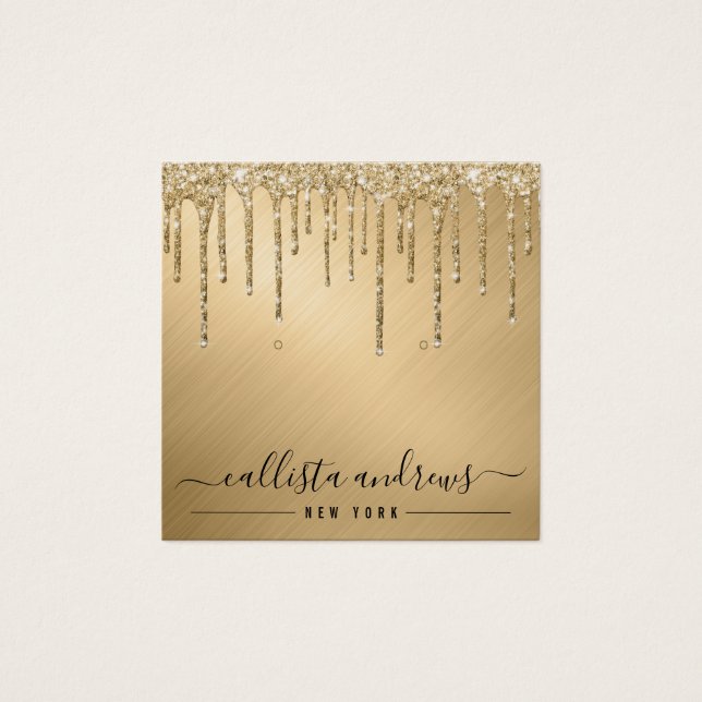 Gold Glitter Drips Earring Display Card (Front)