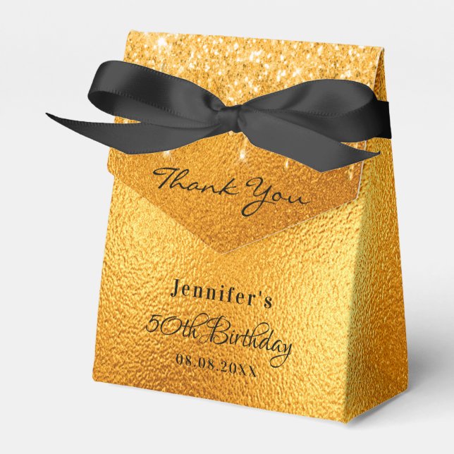 Gold glitter drips elegant birthday favour box (Front Side)