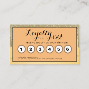 Gold Glitter Drips Hair Beauty Salon Loyaly Card
