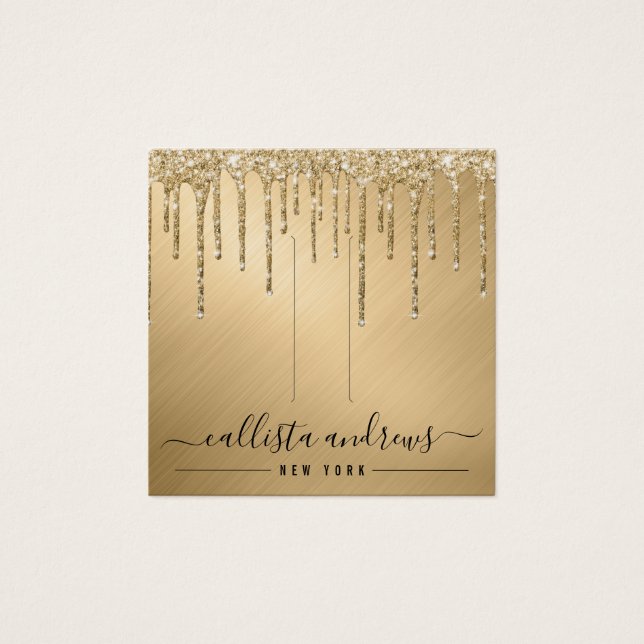 Gold Glitter Drips Hair Clip Display Card (Front)