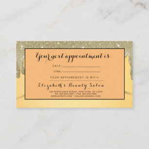 Gold Glitter Drips Hair Salon Appointment Card
