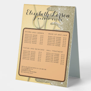 Gold Glitter Drips Hair Salon Table Tent Sign