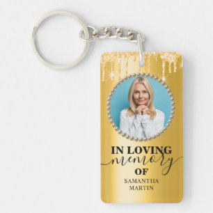 Gold Glitter Drips Memorial In Loving Memory Key Ring