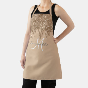 Gold Glitter Drips Metallic Personalised Apron