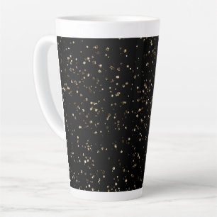 Gold Glitter Dust on Black Latte Mug