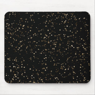 Gold Glitter Dust on Black Mouse Mat