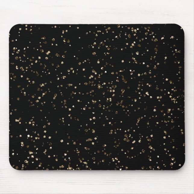 Gold Glitter Dust on Black Mouse Mat (Front)