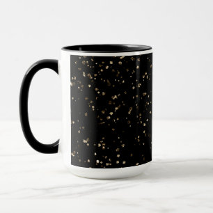 Gold Glitter Dust on Black Mug
