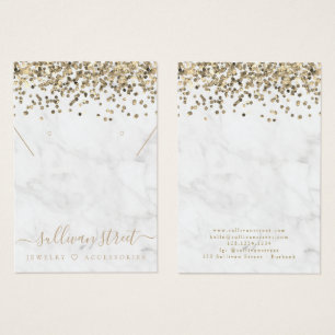 Gold Glitter Earrings Necklace Display Card