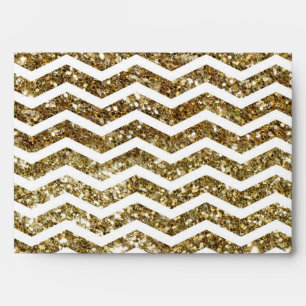 Gold Glitter Effect Elegant Chevron Zig-Zag Envelopes