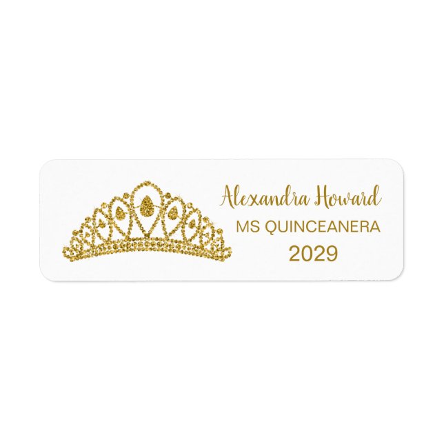 Gold glitter effect Tiara Quiinceanera (Front)