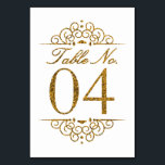 Gold Glitter Effect Wedding Table Number Card (04)<br><div class="desc">Gold Glitter Effect Wedding Table Number Card (04) 
 
  VIEW MATCHING TABLE NUMBER CARDS</div>