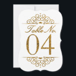 Gold Glitter Effect Wedding Table Number Card (04)<br><div class="desc">Gold Glitter Effect Wedding Table Number Card (04) 
 
  VIEW MATCHING TABLE NUMBER CARDS</div>