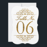 Gold Glitter Effect Wedding Table Number Card (06)<br><div class="desc">Gold Glitter Effect Wedding Table Number Card (06) 
 
  VIEW MATCHING TABLE NUMBER CARDS</div>