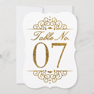 Gold Glitter Effect Wedding Table Number Card (07)