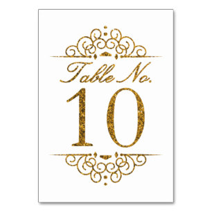 Gold Glitter Effect Wedding Table Number Card (10)
