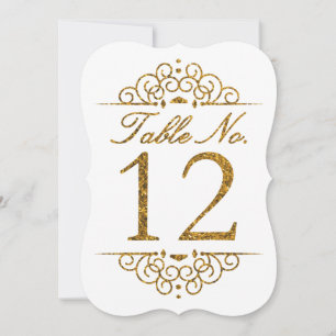 Gold Glitter Effect Wedding Table Number Card (12)
