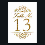 Gold Glitter Effect Wedding Table Number Card (13)<br><div class="desc">Gold Glitter Effect Wedding Table Number Card (13) 
 
  VIEW MATCHING TABLE NUMBER CARDS</div>