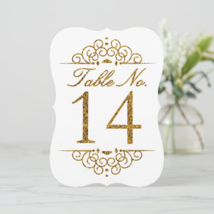 Gold Glitter Effect Wedding Table Number Card (14)