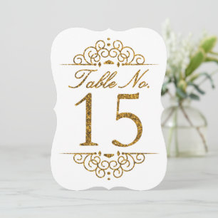 Gold Glitter Effect Wedding Table Number Card (15)