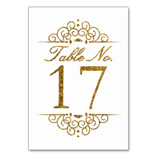 Gold Glitter Effect Wedding Table Number Card (17)