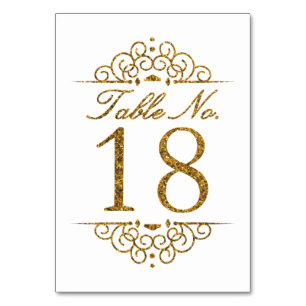 Gold Glitter Effect Wedding Table Number Card (18)