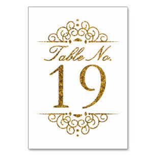 Gold Glitter Effect Wedding Table Number Card (19)