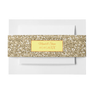 Gold Glitter Effect with editable names/date Invitation Belly Band