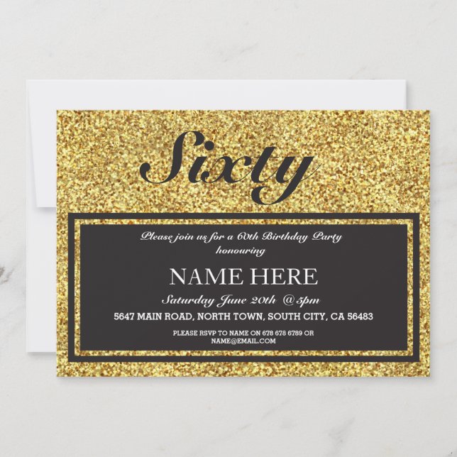 Gold Glitter Elegant Birthday Any Age Invitation (Front)