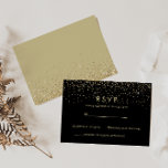Gold Glitter Elegant Black RSVP Card<br><div class="desc">This gold glitter elegant black rsvp is perfect for any occasion. The design features beautiful gold glitter element in a black background to embellish your event.</div>
