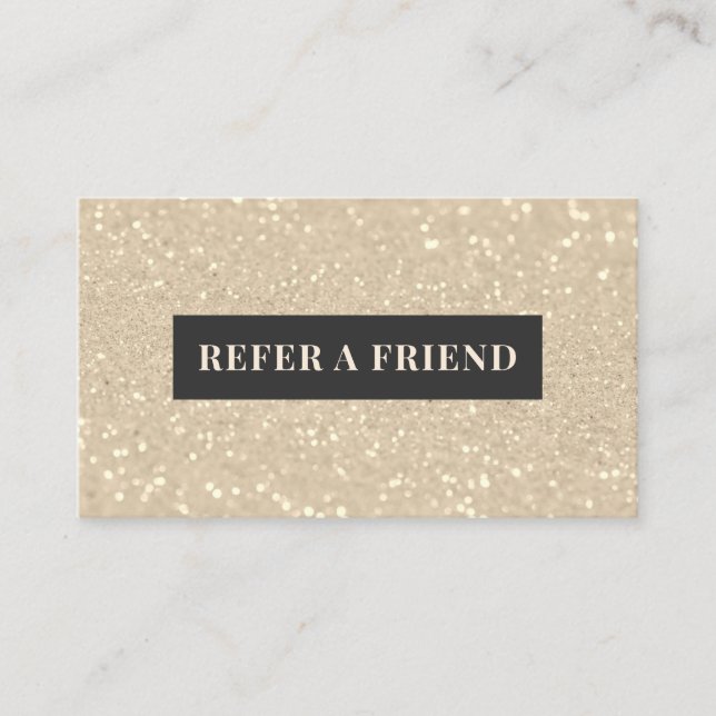 Gold Glitter Elegant Luxury Modern  Referral Card (Front)