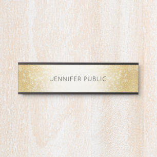 Gold Glitter Elegant Modern Glamorous Template Door Sign